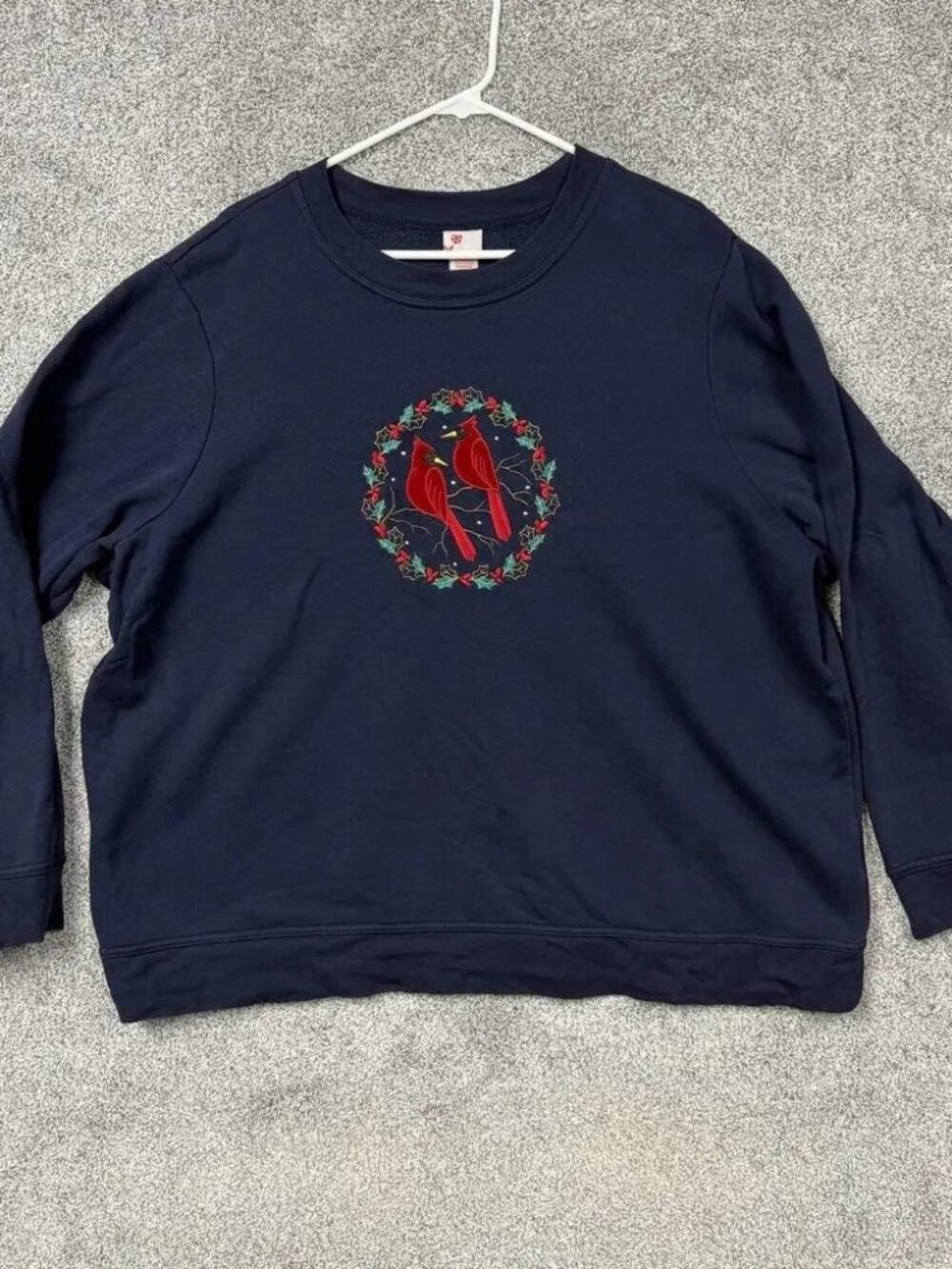 VTG Y2K Holiday Editions Sweatshirt Womens 2X Blue Fleece Cardinal Christmas